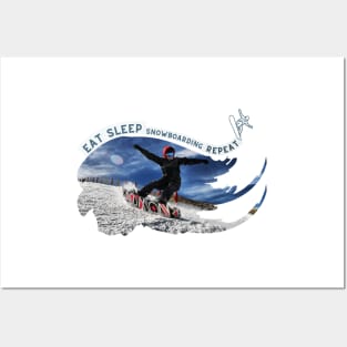 Eat Sleep Snowboarding Repeat Posters and Art